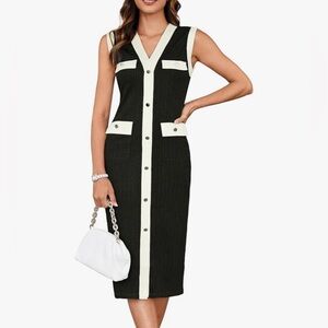 NWT Grace Karin Black White Sleeveless Dress